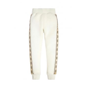 Pantaloni de trening cu segmente logo laterale - Maro nisip/Bej deschis