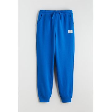 Pantaloni de trening din amestec de bumbac cu snur - Albastru royal