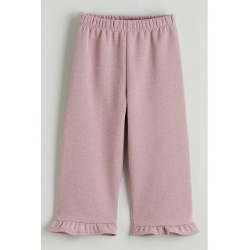 Pantaloni de trening din amestec de bumbac cu talie elastica - Roz prafuit