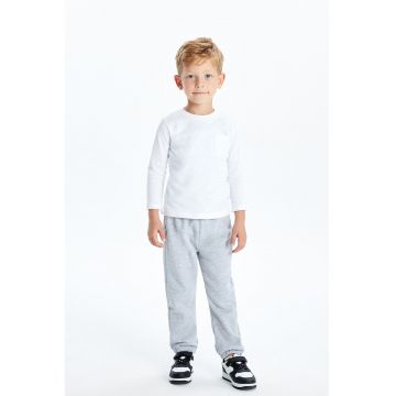 Pantaloni de trening din amestec de bumbac si captuseala ce mentine caldura - Gri deschis melange