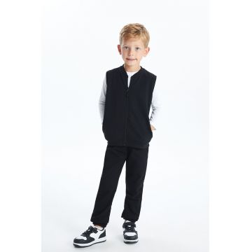 Pantaloni de trening din amestec de bumbac si captuseala ce mentine caldura - Negru