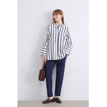 Pantaloni drepti cu model uni - Bleumarin