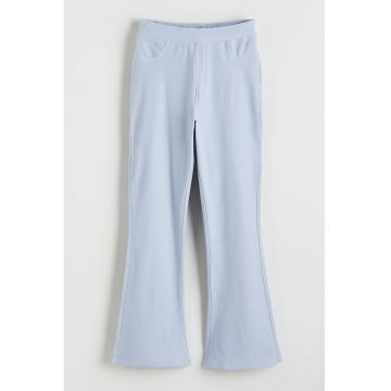 Pantaloni evazati din amestec de bumbac - Albastru deschis