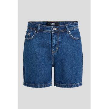 Pantaloni scurti din denim - cu talie medie - Albastru inchis