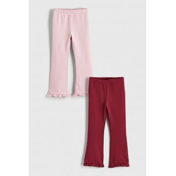 Set de colanti cu terminatii cu volane - 2 piese - Rosu/Roz