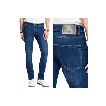 Blugi Barbati -  Felix - Straight Fit - Talie Medie - Fermoar - Lungi - 5 Buzunare - Bumbac - W36-L30 US - Albastru