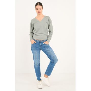 Blugi boyfriend cu aspect decolorat - Albastru pastel