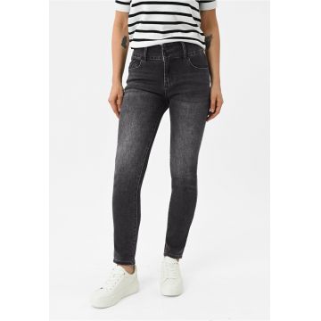 Blugi elastici cu talie inalta - Slim Fit - dama -  D-Montana 15 - grafit - Gri grafit