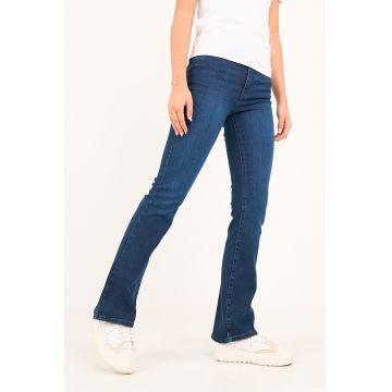 Blugi evazati cu talie inalta - Albastru inchis