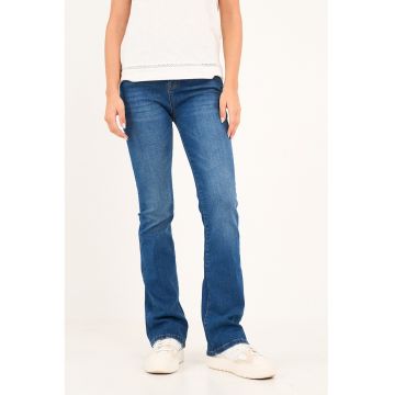 Blugi evazati cu talie medie - Albastru inchis