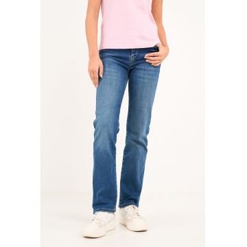 Blugi regular-fit cu aspect decolorat - Albastru inchis