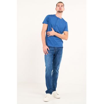 Blugi regular fit cu talie medie - Albastru inchis