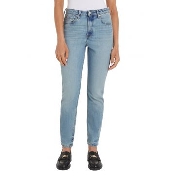 Blugi slim fit cu talie inalta - Albastru pastel