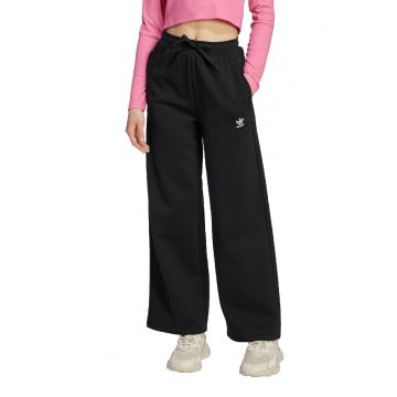 Pantaloni de trening cu croiala ampla si talie inalta - Negru